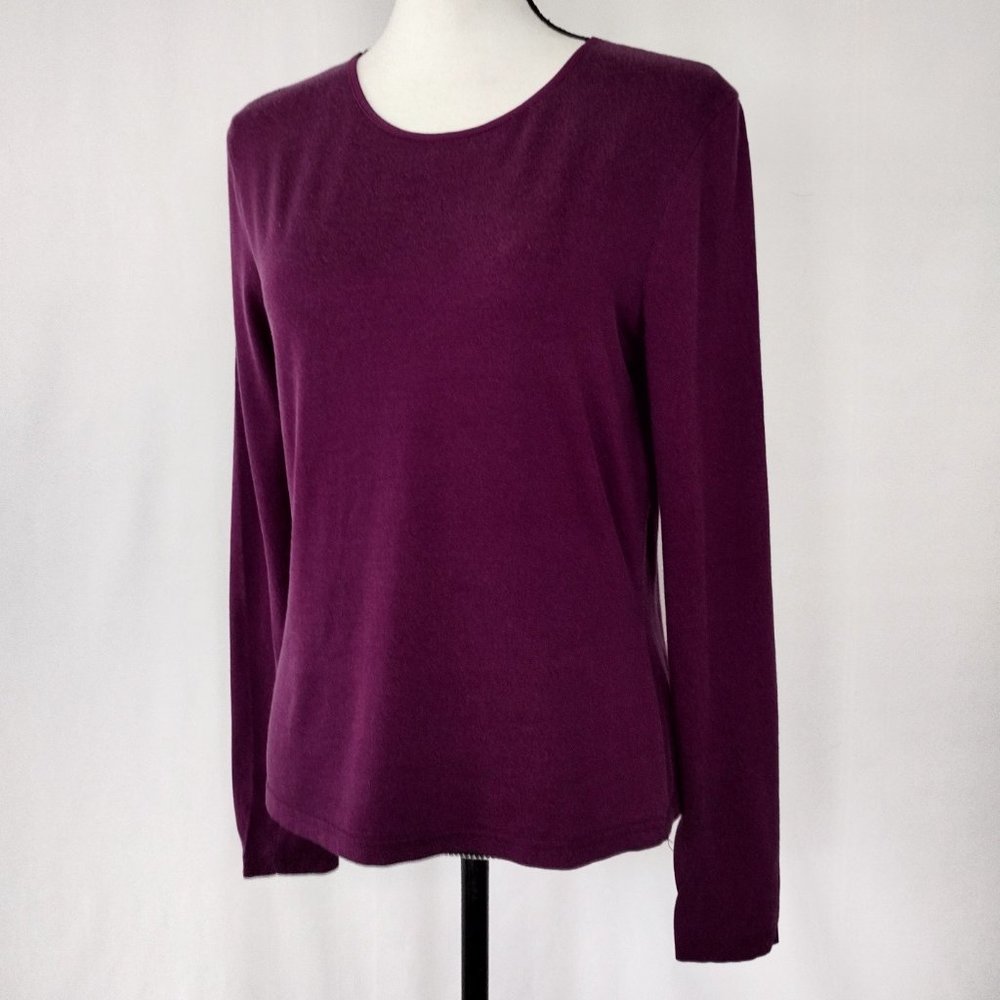 Merona Super Soft Purple Long Sleeve Slimming T Shirt - Picture 4 of 10